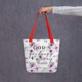 Limited Edition Premium Tote Bag - God's Goodness + Mercy Will Pursue Me (Design: Purple Floral)