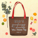 Limited Edition Premium Tote Bag - God's Goodness + Mercy Will Pursue Me (Design: Textured Brown)
