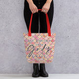 Limited Edition Premium Tote Bag - Live Carefree Under God's Grace (Design: Mermaid Scales Pink)