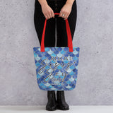 Limited Edition Premium Tote Bag - Receive Jesus' Joy Today (Design: Mermaid Scales Blue)
