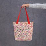 Limited Edition Premium Tote Bag - Receive Jesus' Joy Today (Design: Mermaid Scales Pink)