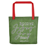 Limited Edition Premium Tote Bag - Receive Jesus' Joy Today (Design: Textured Green)