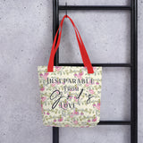 Limited Edition Premium Tote Bag - Inseparable From God's Love (Design: Red Floral)