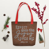 Limited Edition Premium Tote Bag - Expect Good For Jesus Loves Me (Design: Textured Brown)