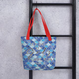 Limited Edition Premium Tote Bag - Let Go, Let God's Grace Flow (Design: Mermaid Scales Blue)