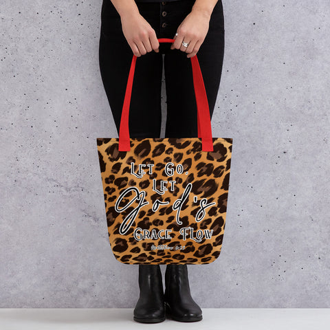 Limited Edition Premium Tote Bag - Let Go, Let God's Grace Flow (Design: Leopard)