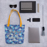 Limited Edition Premium Tote Bag - Jesus Is My Wisdom Today (Design: Mermaid Scales Blue)