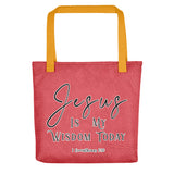 Limited Edition Premium Tote Bag - Jesus Is My Wisdom Today (Design: Textured Red)