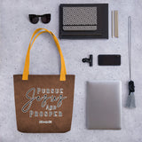 Limited Edition Premium Tote Bag - Pursue Jesus And Prosper (Design: Textured Brown)