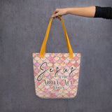 Limited Edition Premium Tote Bag - Jesus A Name Above All Names (Design: Mermaid Scales Pink)
