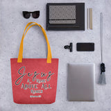Limited Edition Premium Tote Bag - Jesus A Name Above All Names (Design: Textured Red)