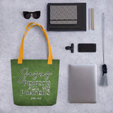 Limited Edition Premium Tote Bag - Jesus Perfects All My Prayers (Design: Textured Green)