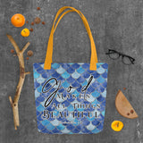 Products Limited Edition Premium Tote Bag - God Makes All Things Beautiful (Design: Mermaid Scales Blue)