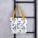 Limited Edition Premium Tote Bag - The Lord Keeps Me Safe (Design: Blue Floral)