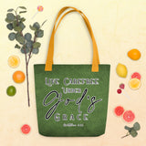 Limited Edition Premium Tote Bag - Live Carefree Under God's Grace (Design: Textured Green)