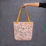 Limited Edition Premium Tote Bag - Jesus Forgives & Heals (Design: Mermaid Scales Pink)