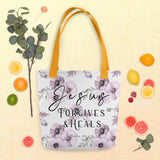 Limited Edition Premium Tote Bag - Jesus Forgives & Heals (Design: Purple Floral)