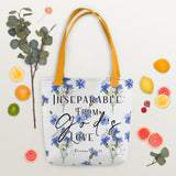 Limited Edition Premium Tote Bag - Inseparable From God's Love (Design: Blue Floral)