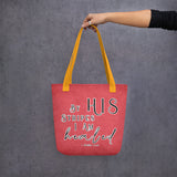 Limited Edition Premium Tote Bag - By His Stripes I Am Healed (Design: Textured Red)