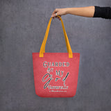 Limited Edition Premium Tote Bag - Guarded By My God Faithfully (Design: Textured Red)