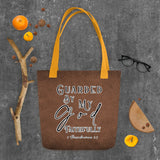 Limited Edition Premium Tote Bag - Guarded By My God Faithfully (Design: Textured Brown)