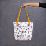 Limited Edition Premium Tote Bag - Let Go, Let God's Grace Flow (Design: Purple Floral)
