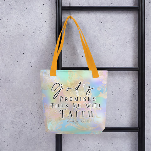 Limited Edition Premium Tote Bag - God's Promises Fills Me With Faith (Design: Golden Spring)