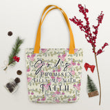 Limited Edition Premium Tote Bag - God's Promises Fills Me With Faith (Design: Red Floral)