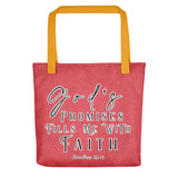 Limited Edition Premium Tote Bag - God's Promises Fills Me With Faith (Design: Textured Red)