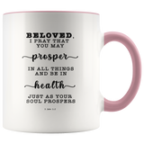 Typography Dishwasher Safe Accent Mugs - Prosper In All Things & Be In Health ~3 John 1:2~