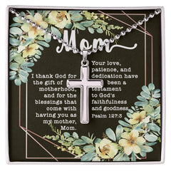 Artisan Crafted Stainless Steel Cross Necklace (Ball Chain) ~Psalm 127:3~