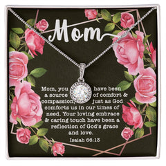 Eternal Hope CZ Crystal 14K White Gold Finish Necklace ~Isaiah 66:13~