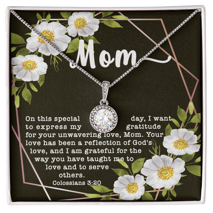 Eternal Hope CZ Crystal 14K White Gold Finish Necklace ~Colossians 3:20~