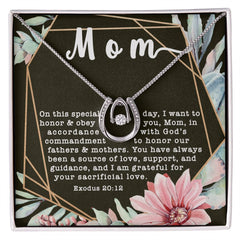 Pure Love Dancing CZ Crystal White Gold Finish Necklace ~Exodus 20:12~