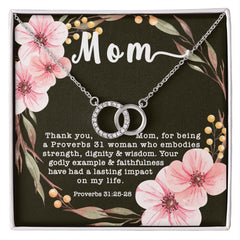 Perfect Pair CZ Crystal 14K White Gold Finish Necklace ~Proverbs 31:25-28~