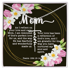 Artisan Crafted Stainless Steel Faith Cross Necklace ~Psalm 139:13-14~