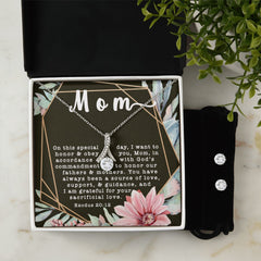 Alluring Beauty CZ Crystal 14K White Gold Finish Necklace & Earring ~Exodus 20:12~