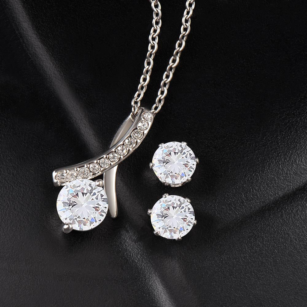 Alluring Beauty CZ Crystal 14K White Gold Finish Necklace & Earring ~John 19:26-27~