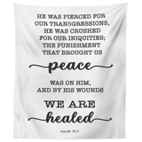 Minimalist Typography Tapestry - With His Stripes, We Are Healed ~Isaiah 53:5~