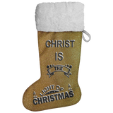 Fluffy Sherpa Lined Christmas Stocking - Christ Is The Light Of Christmas (Design: Gold)