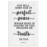 Minimalist Typography Framed Canvas - You Keep Him In Perfect Peace ~Isaiah 26:3~