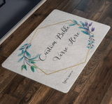 Customizable Artistic Minimalist Bible Verse Doormat With Your Signature (Design: Square Garland 18)
