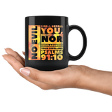 Bible Verses Dishwasher Safe Black Mugs - Psalm 91:10 Design 1