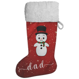Personalised Name Fluffy Sherpa Lined Christmas Stocking - Snowman (Design: Red)