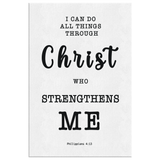 Minimalist Typography Framed Canvas - Christ Strengthens Me ~Philippians 4:13~