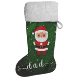 Personalised Name Fluffy Sherpa Lined Christmas Stocking - Santa (Design: Green)