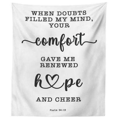 Minimalist Typography Tapestry - Your Comfort Delights My Soul ~Psalm 94:19~
