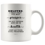 Typography Dishwasher Safe Accent Mugs - Prosper In All Things & Be In Health ~3 John 1:2~