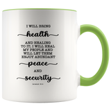 Typography Dishwasher Safe Accent Mugs - I Will Bring Health & Healing ~Jeremiah 33:6~