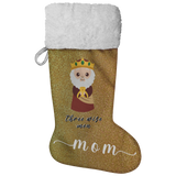 Personalised Name Fluffy Sherpa Lined Christmas Stocking - Wiseman 2 (Design: Gold)